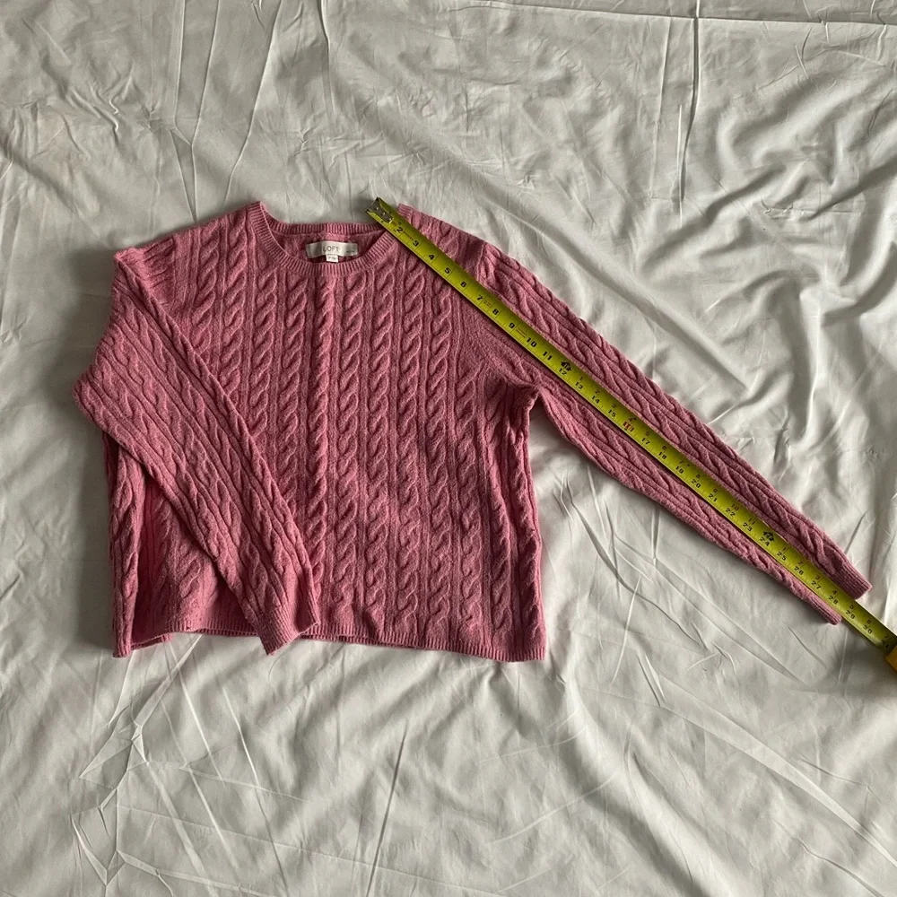 LOFT Petite Pink Cable Knit Sweater - Picture 4 of 7